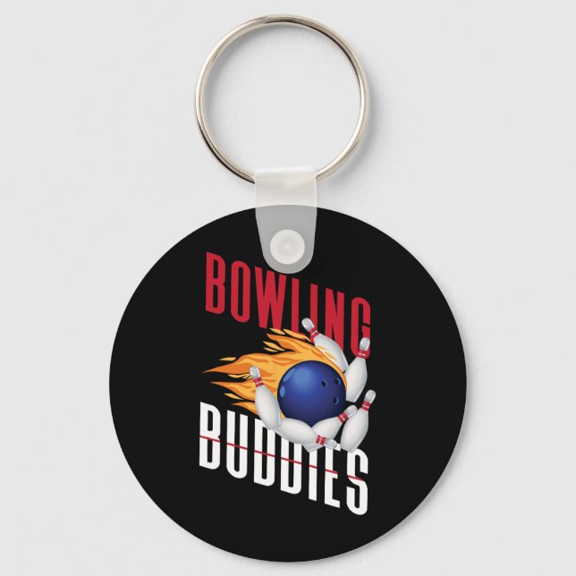 Funny Bowling Besties Friends Bowling Buddies Nyckelring (Framsida)