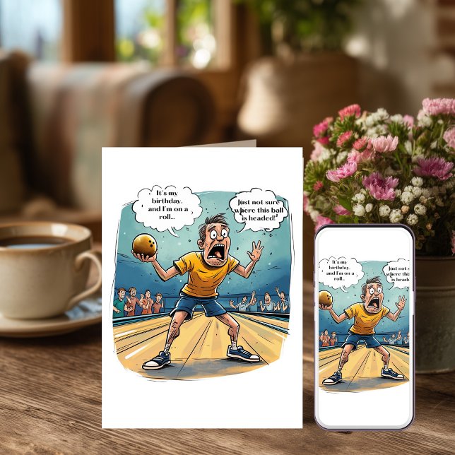 Funny Bowling Birthday Card Kort (Skapare uppladdad)