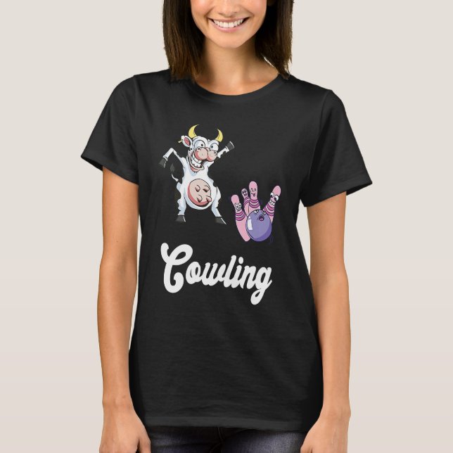 Funny Bowling Bowler Cow Strike Bowling Team Bowli T Shirt (Framsida)