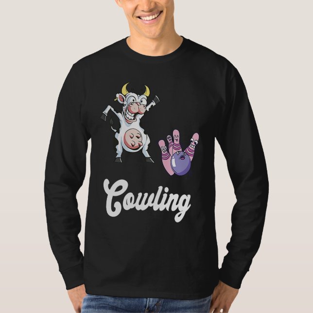 Funny Bowling Bowler Cow Strike Bowling Team Bowli T Shirt (Framsida)