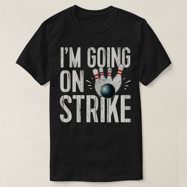 Funny Bowling Bowling Team på Strejka Stift T Shirt (Design framsida)