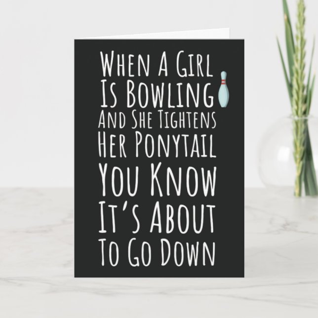 Funny Bowling Card For Her Teen Girls Women Bowler Kort (Framsida)