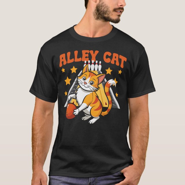 Funny Bowling Cat Pun Alley Cat T Shirt (Framsida)