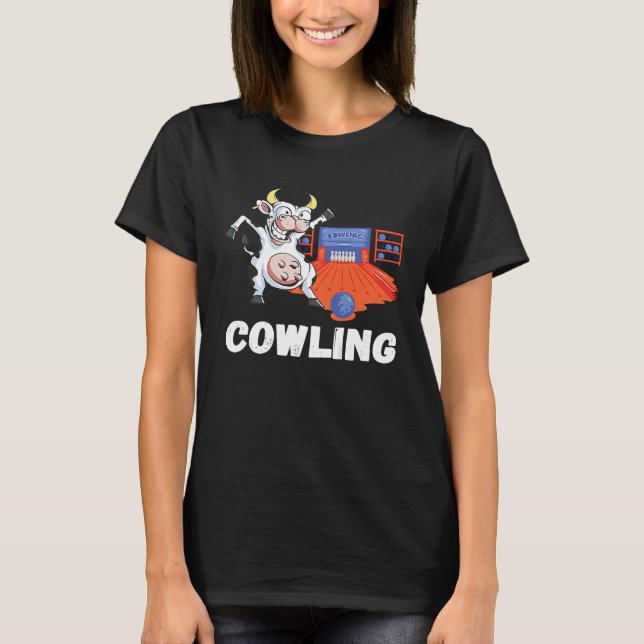 Funny Bowling Cow Bowler Strike Bowling Pin Bowlin T Shirt (Framsida)