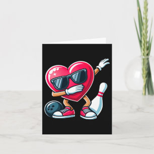 Funny Bowling Dabbing Dab Heart Valentines day Boy Kort
