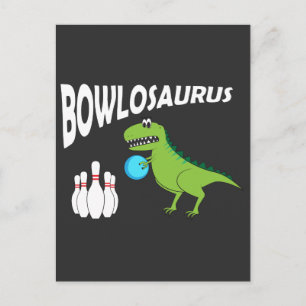 Funny Bowling Dino - Dinosaur Bowlareare Gift Idea Vykort