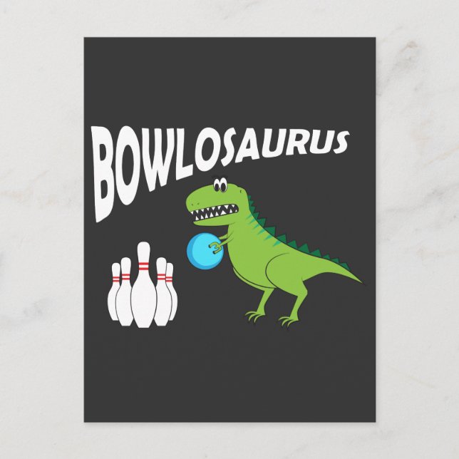 Funny Bowling Dino - Dinosaur Bowlareare Gift Idea Vykort (Framsida)