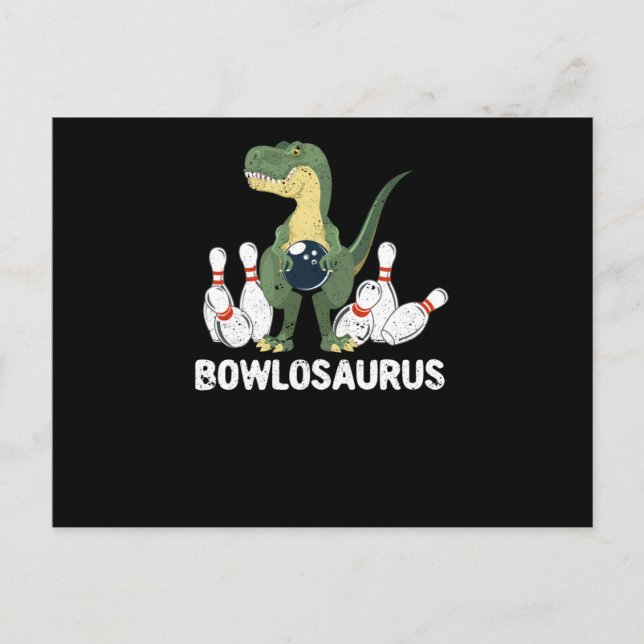 Funny Bowling Dinosaur Bowlareare Dino Bowl T-Rex Vykort (Framsida)