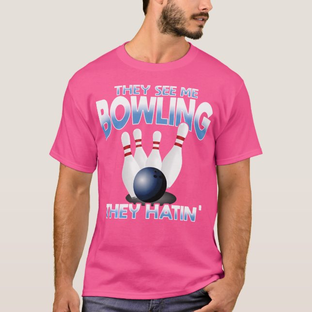 Funny Bowling för Boys Girls T Shirt (Framsida)