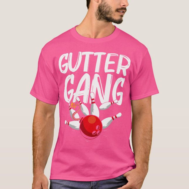 Funny Bowling för Coola Gutter Gang Bowlers T Shirt (Framsida)