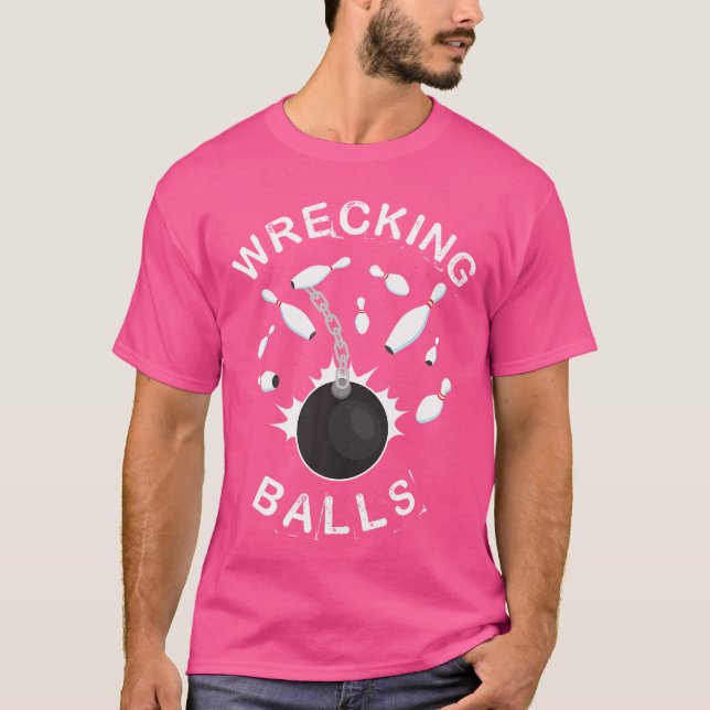 Funny Bowling För manar eller Kvinnor som slickar  T Shirt (Framsida)