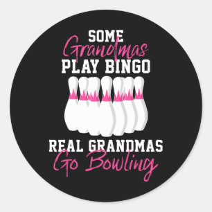 Funny Bowling Gift for Grandma Runt Klistermärke