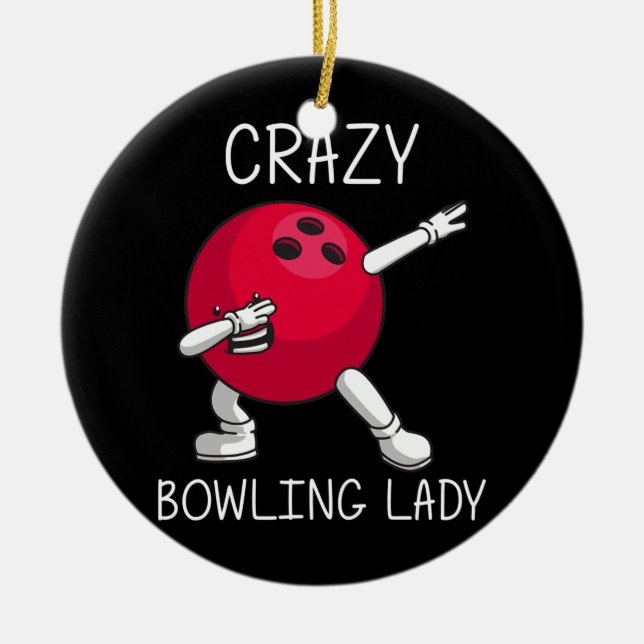 Funny Bowling Gift for Women Grandma Bowlareare Ga Julgransprydnad Keramik (Framsidan)