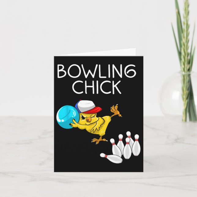 Funny Bowling Gift Women Cute Bowling Chick Sports Kort (Framsida)