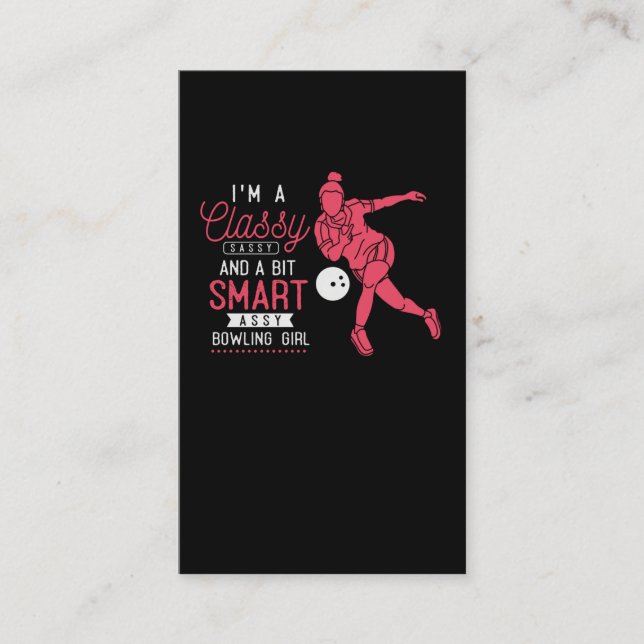 Funny Bowling Girl Witty Bowlareare Humor Visitkort (Framsida)