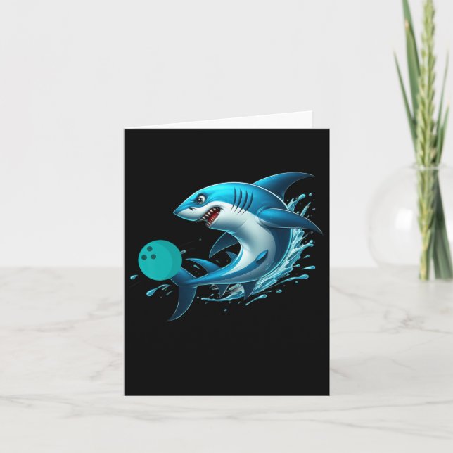 Funny Bowling Graphic Bowling Shark Spela Bowlin Kort (Framsida)