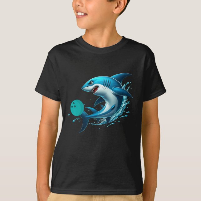 Funny Bowling Graphic Bowling Shark Spela Bowlin T Shirt (Framsida)