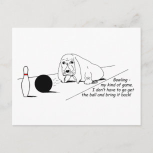 Funny Bowling Hund Postcard Vykort