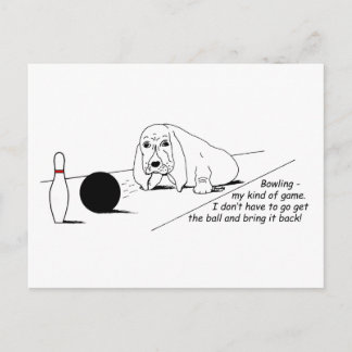 Funny Bowling Hund Postcard Vykort