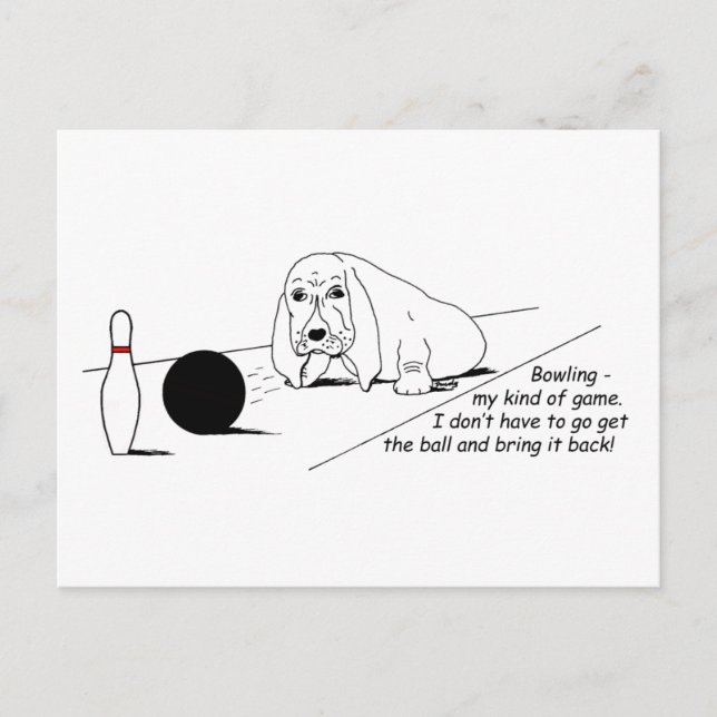 Funny Bowling Hund Postcard Vykort (Framsida)