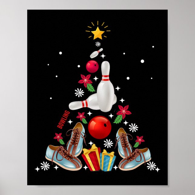 Funny Bowling Julgran Ornament Decor Merry Poster (Framsidan)