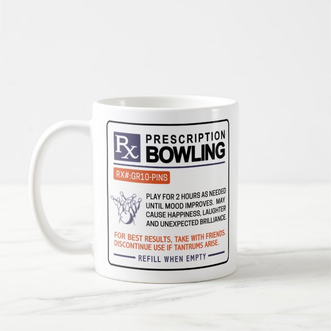 Funny Bowling Mugg-förskrivningsdesign Kaffemugg (Vänster)