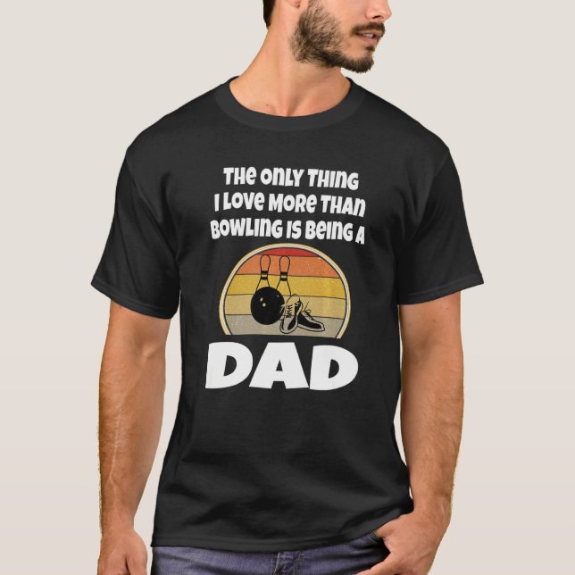 Funny Bowling Pappa Bowlareare Far Retro Sunset Bo T Shirt (Framsida)
