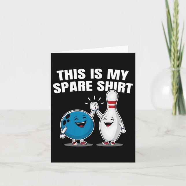 Funny Bowling Party Spare Shirt Gift Manar och Wom Kort (Framsida)