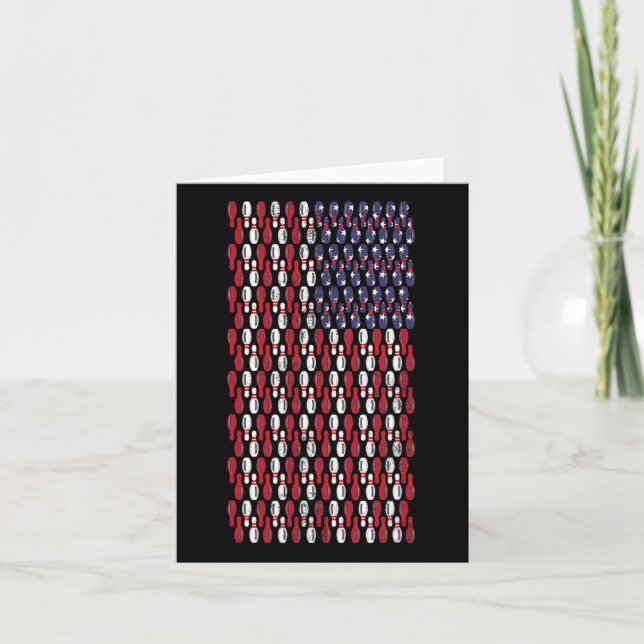 Funny Bowling Pin American Flagga Design Kort (Framsida)