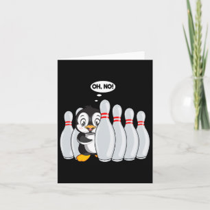 Funny Bowling Pin Cute Penguin för Bowling Älskare Kort