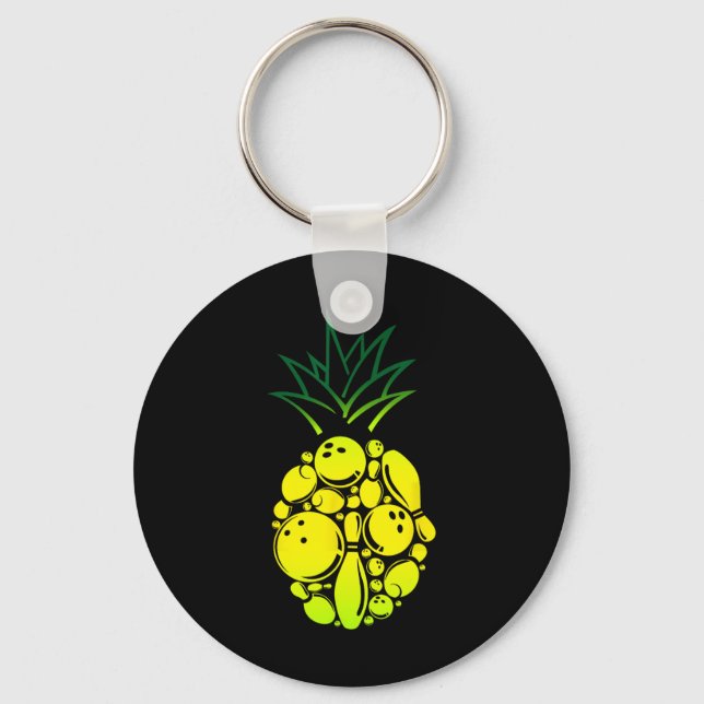 Funny Bowling Pineapple Nyckelring (Framsida)