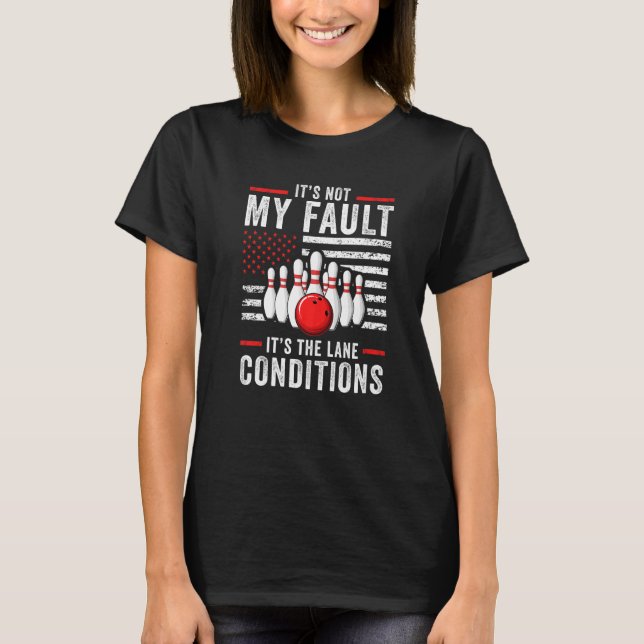 Funny Bowling Player US Flagga Bowlareare Team Bow T Shirt (Framsida)