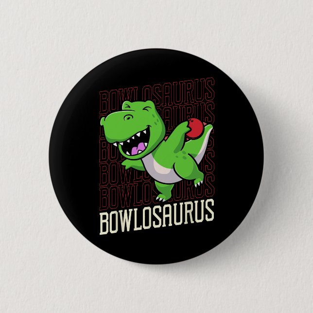 Funny Bowling Pun T-rex Dinosaur Bowlosaurus 1 Knapp (Framsida)