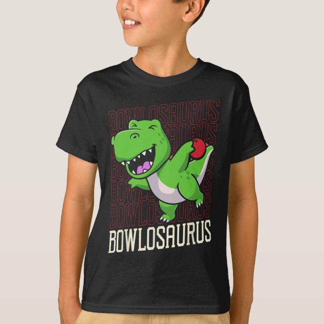 Funny Bowling Pun T-rex Dinosaur Bowlosaurus 1 T Shirt (Framsida)