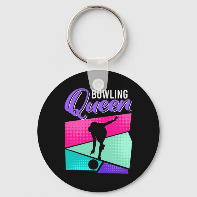 Funny Bowling Say Bowling Queen Bowlareare Nyckelring (Framsida)