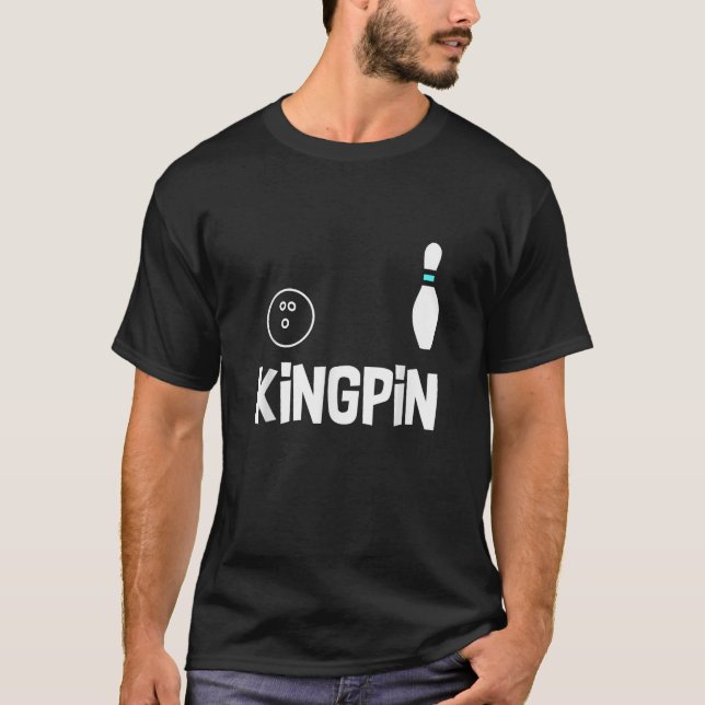 Funny Bowling Shirt Kingpin League Gift T (Framsida)