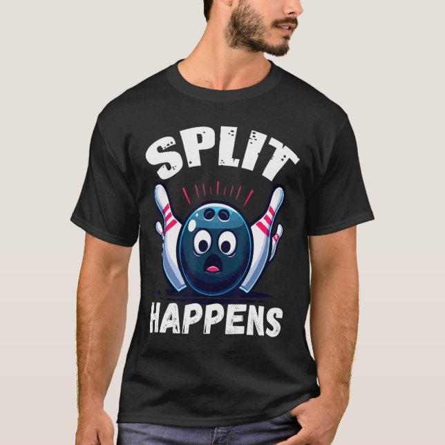 Funny Bowling Split Happens 1 T Shirt (Framsida)