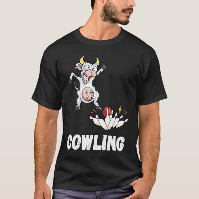 Funny Bowling Strike Bowling Pin Cow Bowler Bowlin T Shirt (Framsida)