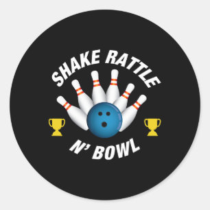Funny Bowling T Shirt skakar Rattle N'Bowl Runt Klistermärke