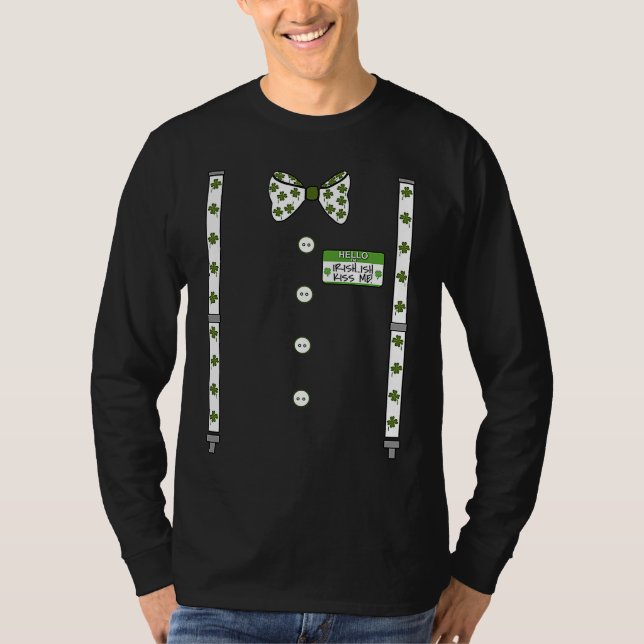 Funny Bowtie Suspenders Irish ish Kiss Me St Patri T Shirt (Framsida)