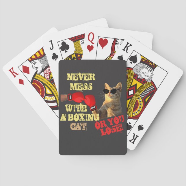Funny Boxer Cat | Cute Cat Lovers Keepsaké Casinokort (Baksidan)