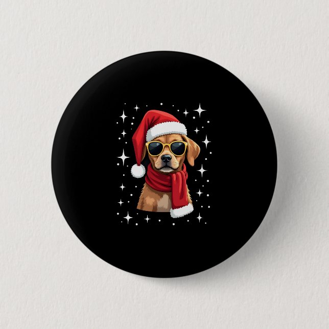 Funny Boxer Dog Christmas Lights Xmas Outfit Pajam Knapp (Framsida)