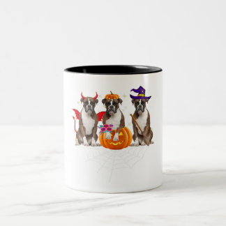 Funny Boxer Halloween Dog Lover Pumpkin Spider Web Två-Tonad Mugg