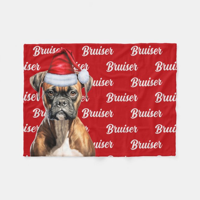 Funny Boxer Hund Namn Patterned jul Fleecefilt (Framsidan (Horisontell))