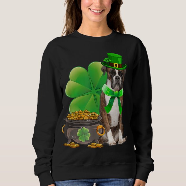 Funny Boxer Hund Shamrock Irish Saint Patrick Da T Shirt (Framsida)