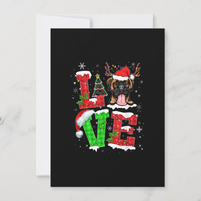 Funny Boxer Hund Träd jul Ljus Julafton Pajama Inbjudningar (Framsida)