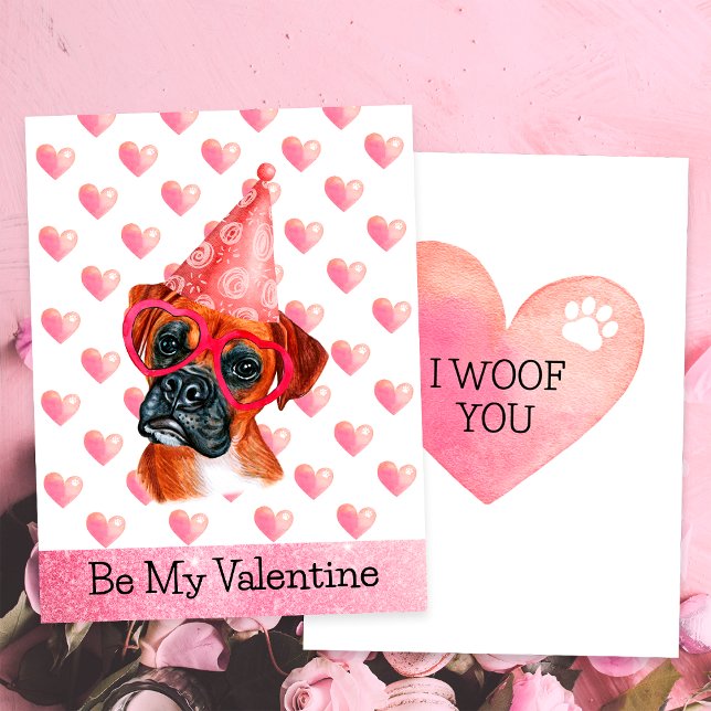 Funny Boxer I Woof You Hund Valentine Day Julkort (Skapare uppladdad)
