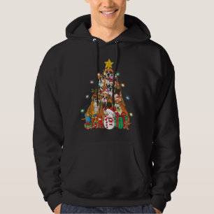 Funny Boxer Julgran Hund Santa Julafton Gift Hoodie
