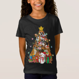 Funny Boxer Julgran Hund Santa Julafton Gift T Shirt