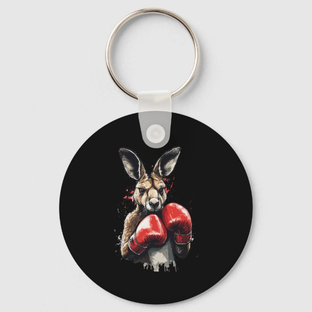 Funny Boxer Kangaroo med boxningshandskar Fighting Nyckelring (Framsida)
